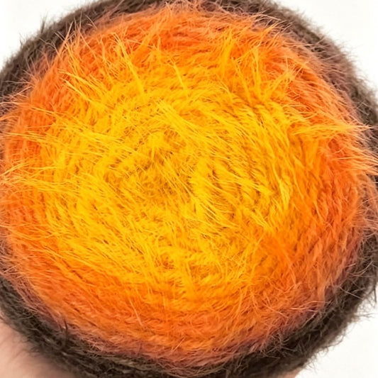 Roasted Sweet Potato Ombre Mohair Gradient Yarn (300g/600m) - Soft Wool Blend Fluffy Cake Yarn for Hand Knitting & Crocheting Sweaters, Scarves, Shawls, and Blankets