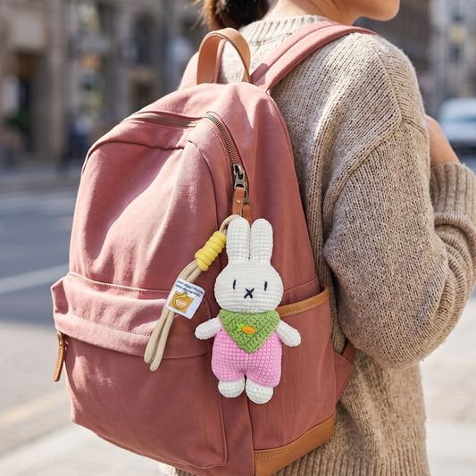 Handmade Crochet Keychain - Textured Fabric Bag Accessory for Keys & Backpacks, Functional Daily Organizer(MIFFY-02)