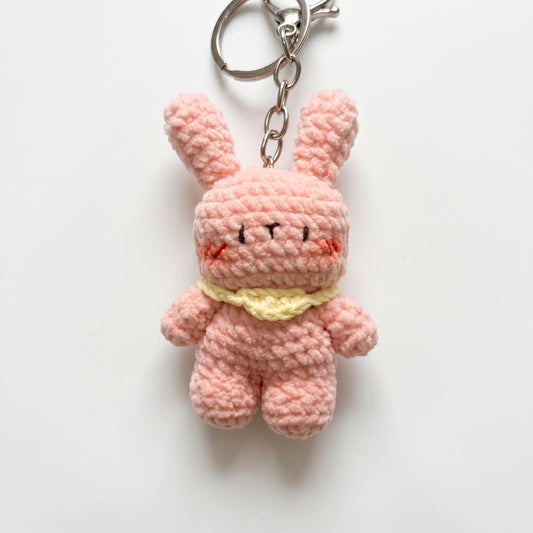Handmade Crochet Keychain - Textured Fabric Bag Accessory for Keys & Backpacks, Functional Daily Organizer(BB-bunny)