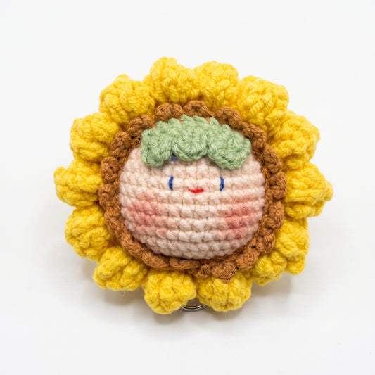 Handmade Crochet Keychain - Textured Fabric Bag Accessory for Keys & Backpacks, Functional Daily Organizer(sunflower)