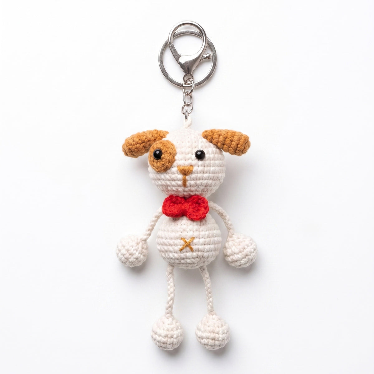 Handmade Crochet Keychain - Textured Fabric Bag Accessory for Keys & Backpacks, Functional Daily Organizer(Dog)