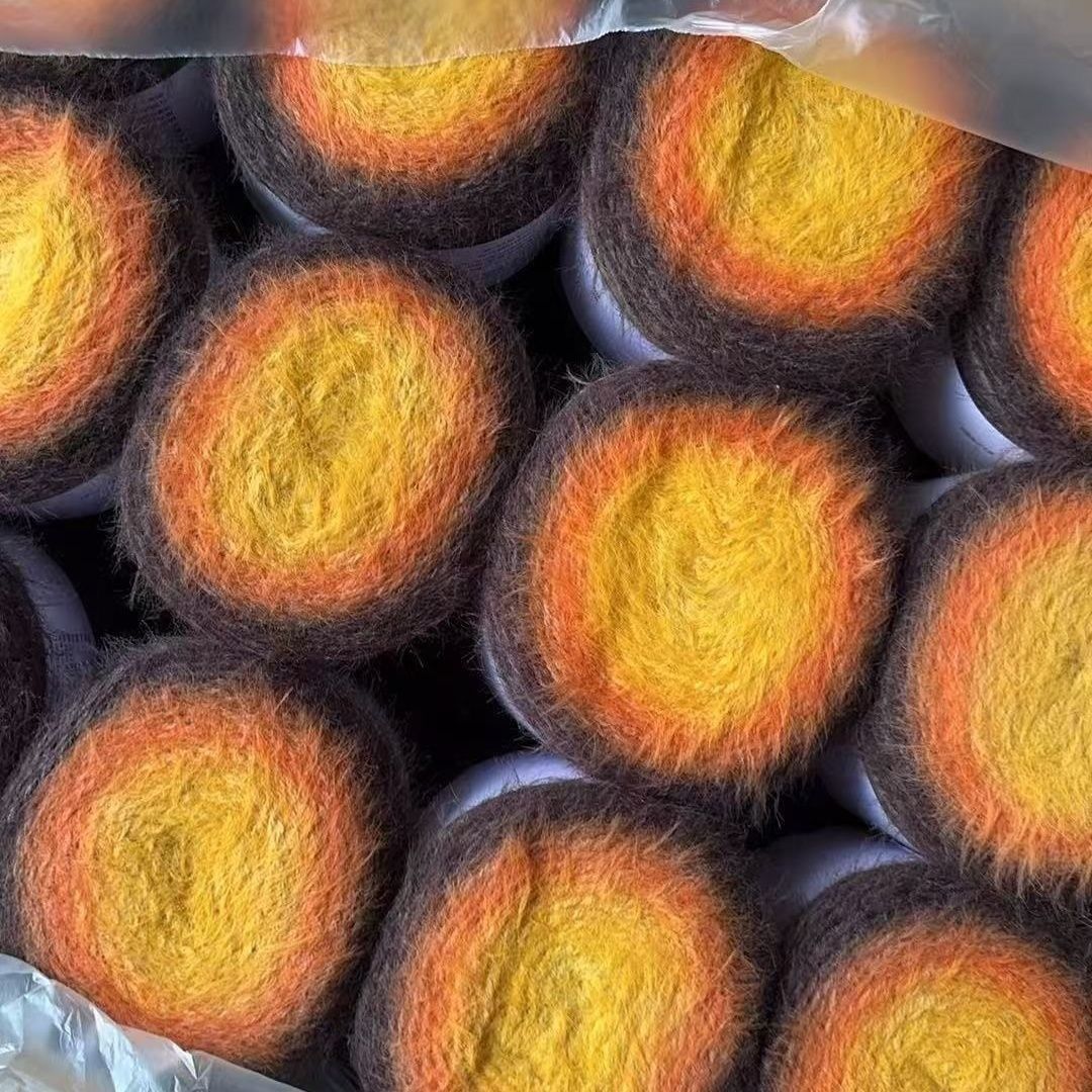 Roasted Sweet Potato Ombre Mohair Gradient Yarn (300g/600m) - Soft Wool Blend Fluffy Cake Yarn for Hand Knitting & Crocheting Sweaters, Scarves, Shawls, and Blankets
