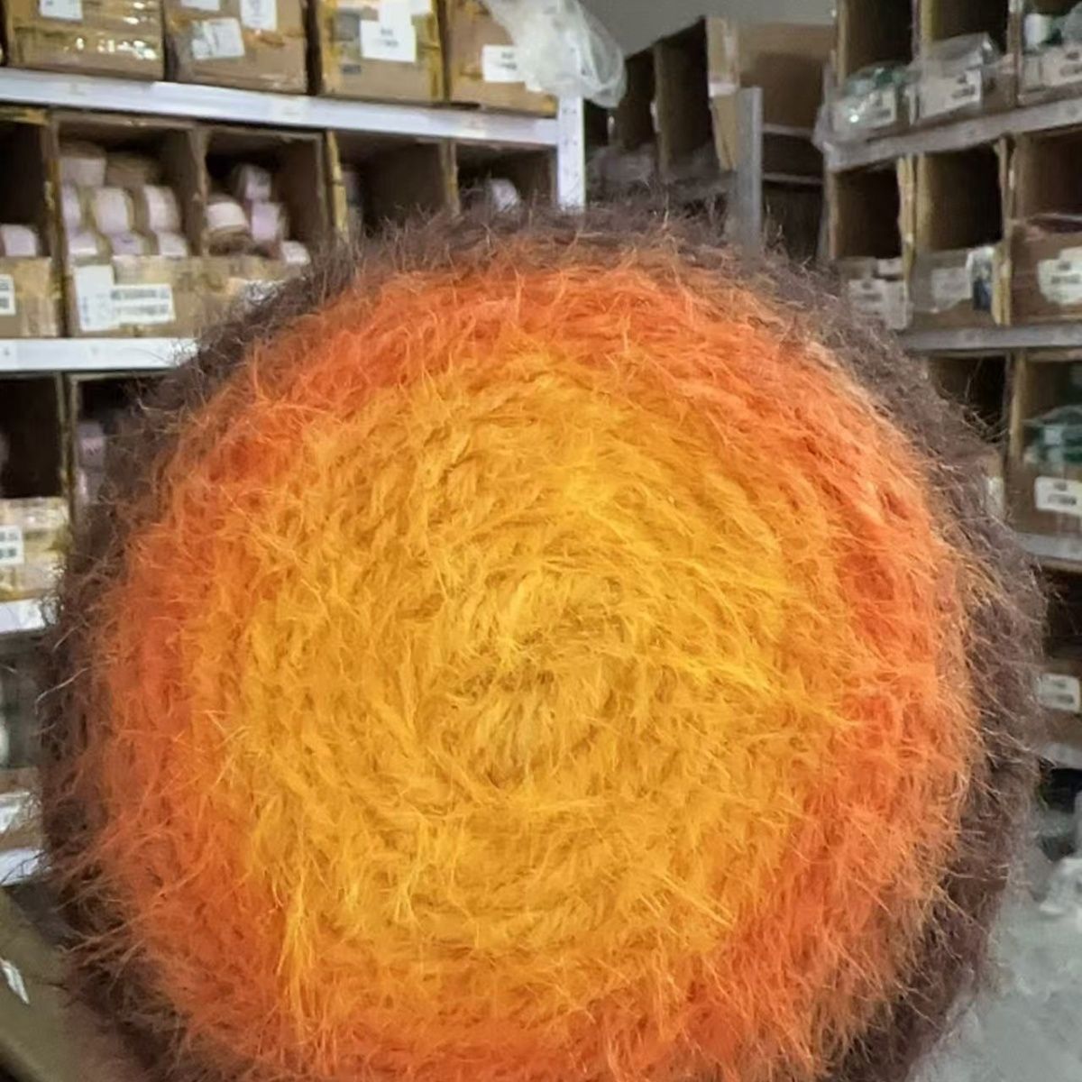 Roasted Sweet Potato Ombre Mohair Gradient Yarn (300g/600m) - Soft Wool Blend Fluffy Cake Yarn for Hand Knitting & Crocheting Sweaters, Scarves, Shawls, and Blankets