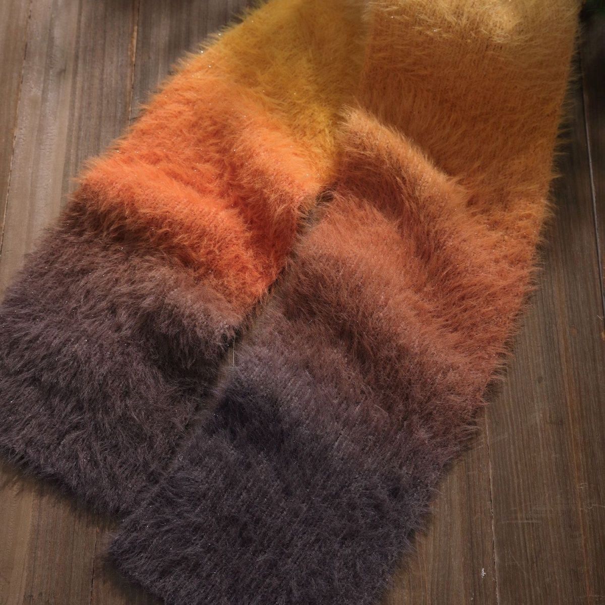 Roasted Sweet Potato Ombre Mohair Gradient Yarn (300g/600m) - Soft Wool Blend Fluffy Cake Yarn for Hand Knitting & Crocheting Sweaters, Scarves, Shawls, and Blankets