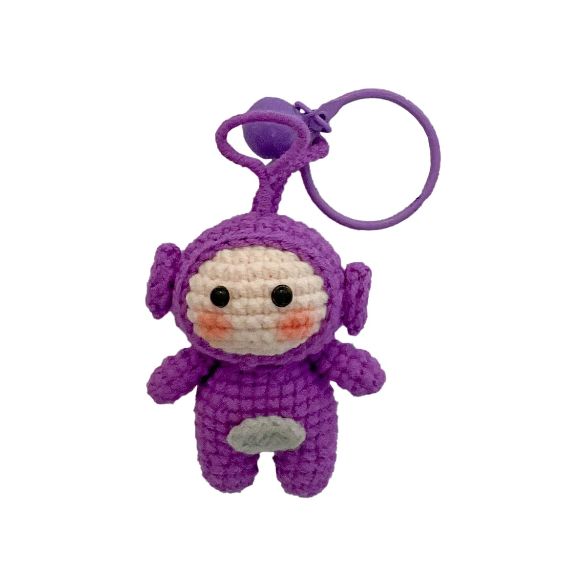 Handmade Crochet Keychain - Textured Fabric Bag Accessory for Keys & Backpacks, Functional Daily Organizer(Teletubbies)