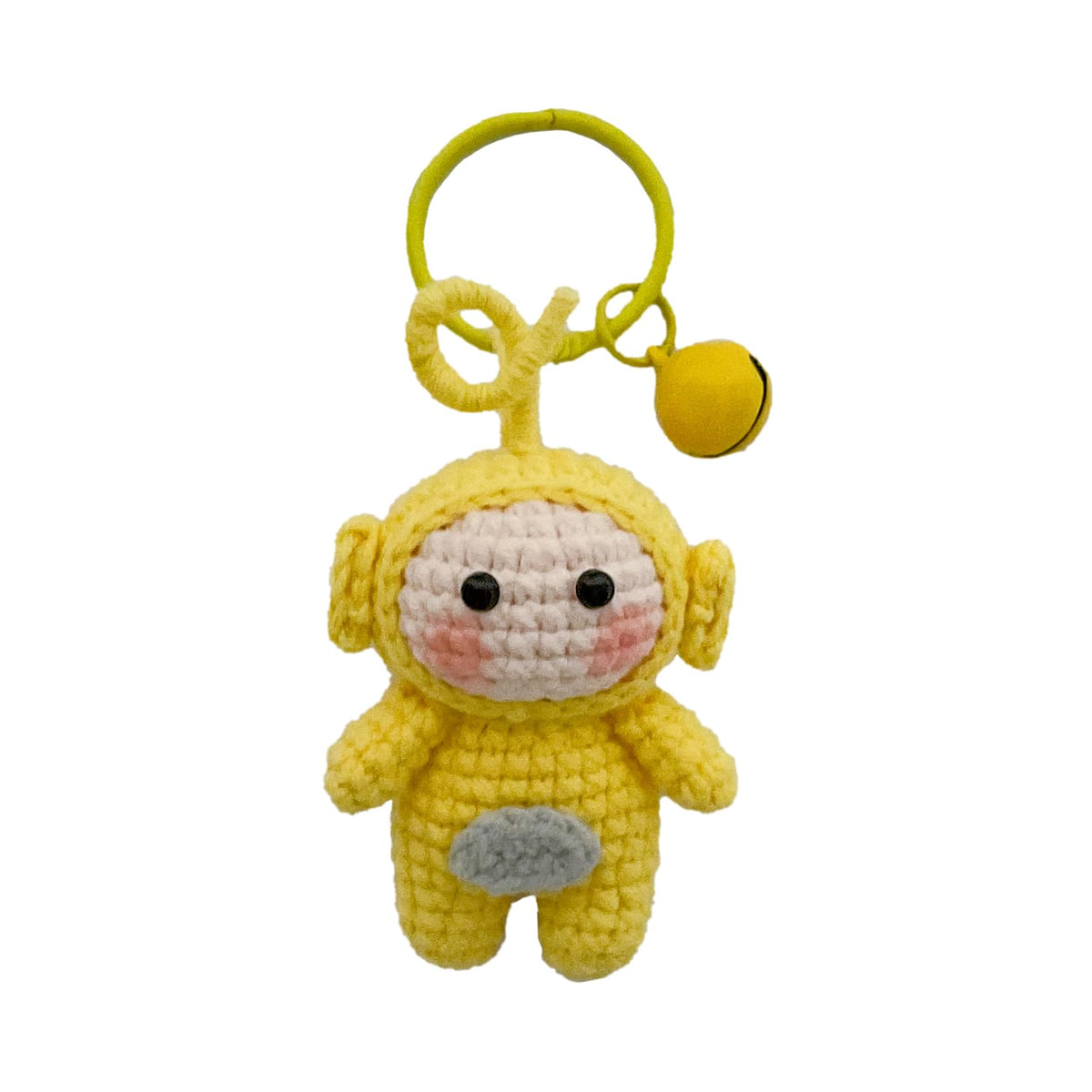 Handmade Crochet Keychain - Textured Fabric Bag Accessory for Keys & Backpacks, Functional Daily Organizer(Teletubbies)
