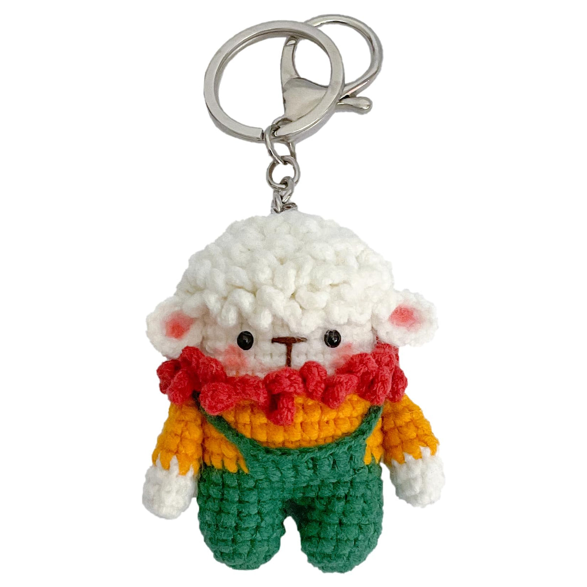 Handmade Crochet Keychain - Textured Fabric Bag Accessory for Keys & Backpacks, Functional Daily Organizer(Sheep)