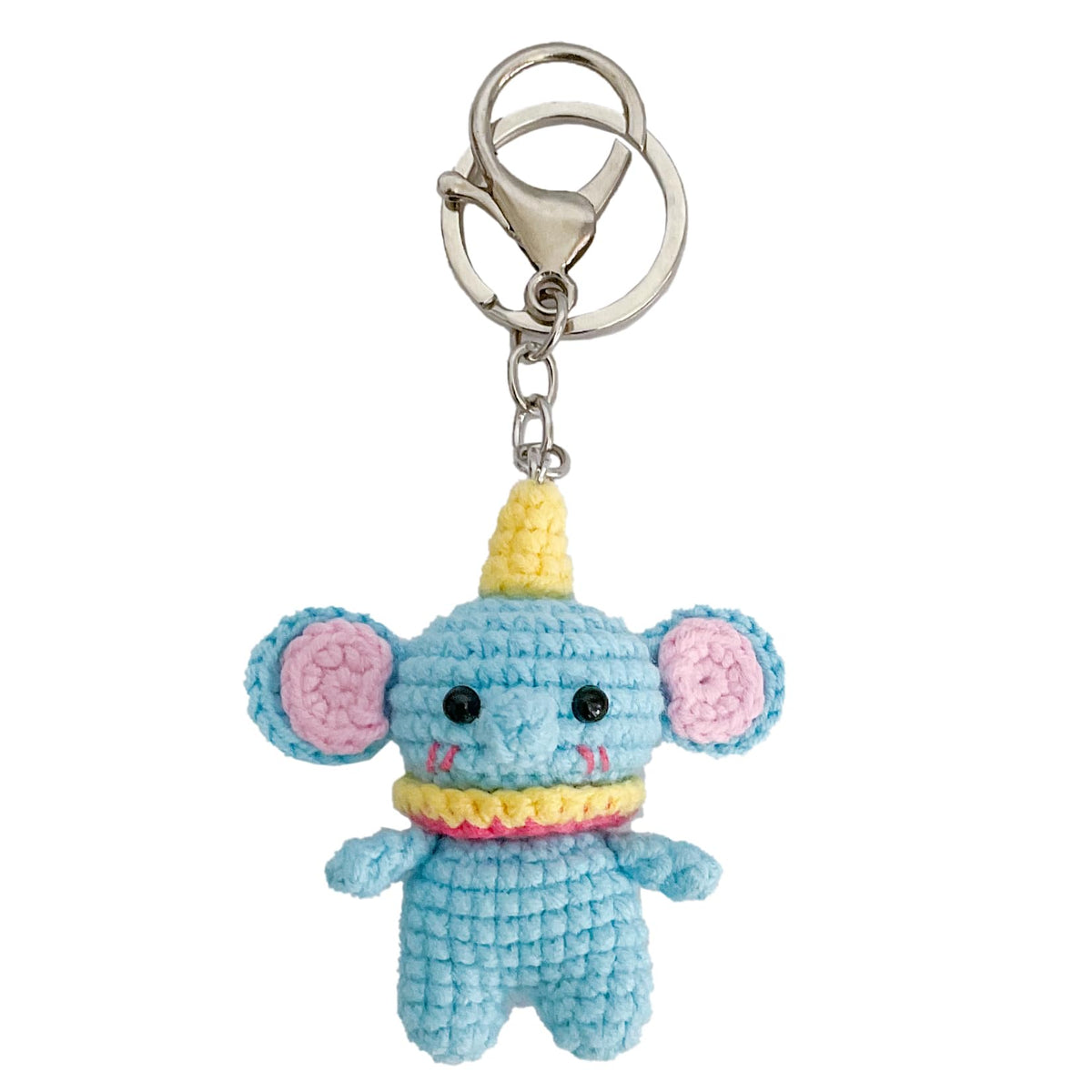 Handmade Crochet Keychain - Textured Fabric Bag Accessory for Keys & Backpacks, Functional Daily Organizer(Dumbo)