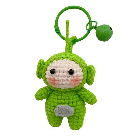 Handmade Crochet Keychain - Textured Fabric Bag Accessory for Keys & Backpacks, Functional Daily Organizer(Teletubbies)