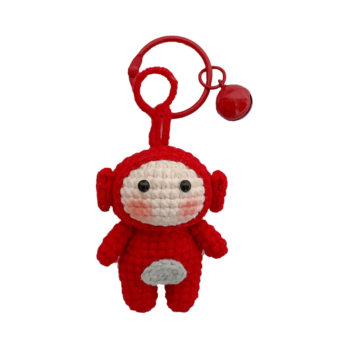 Handmade Crochet Keychain - Textured Fabric Bag Accessory for Keys & Backpacks, Functional Daily Organizer(Teletubbies)