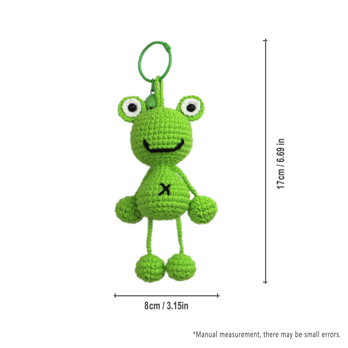 Handmade Crochet Keychain - Textured Fabric Bag Accessory for Keys & Backpacks, Functional Daily Organizer(Dangle-legged Frog)