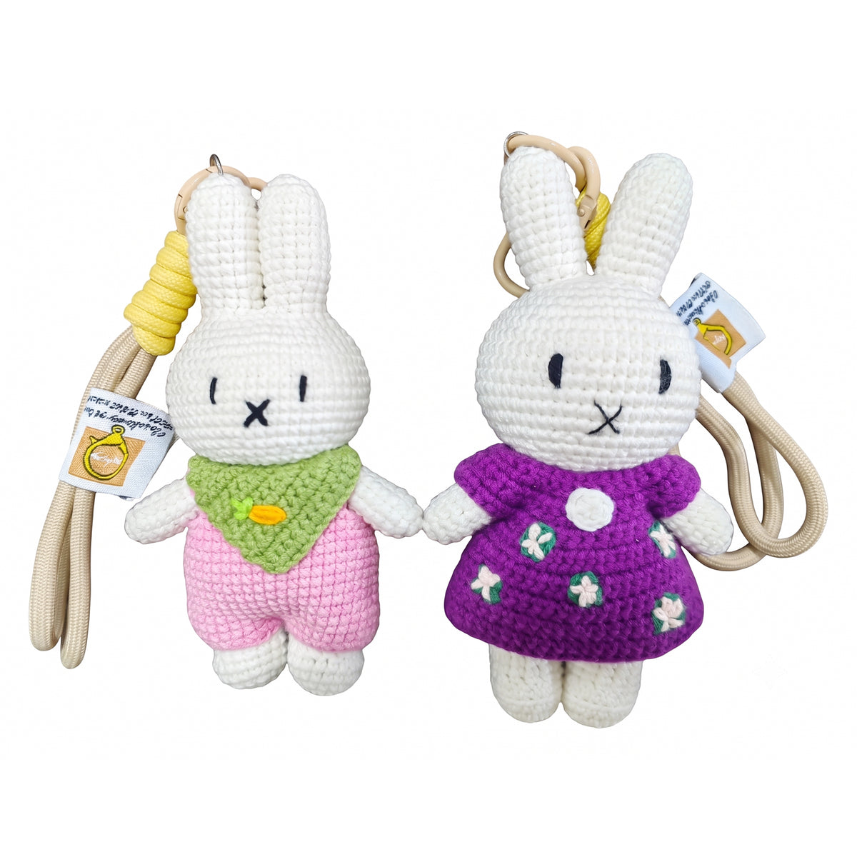 Handmade Crochet Keychain - Textured Fabric Bag Accessory for Keys & Backpacks, Functional Daily Organizer(MIFFY-02)