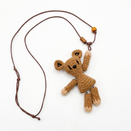 Handmade Crochet Bear Charm Keychain & Pendant Necklace(Teddy-B)