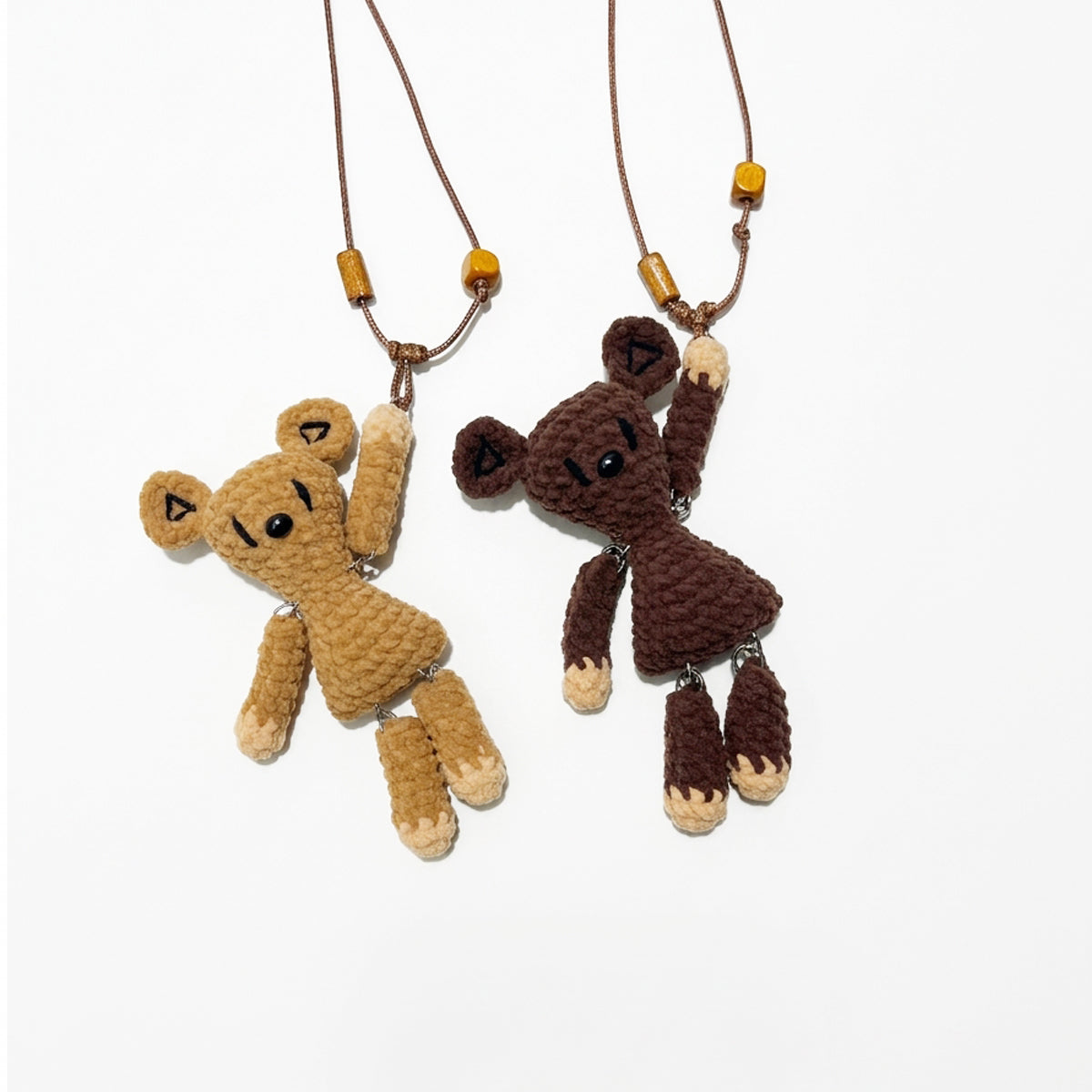 Handmade Crochet Bear Charm Keychain & Pendant Necklace(Teddy-B)