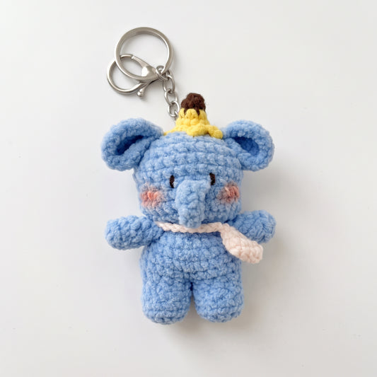 Handmade Crochet Keychain - Textured Fabric Bag Accessory for Keys & Backpacks, Functional Daily Organizer(BB-elephant)