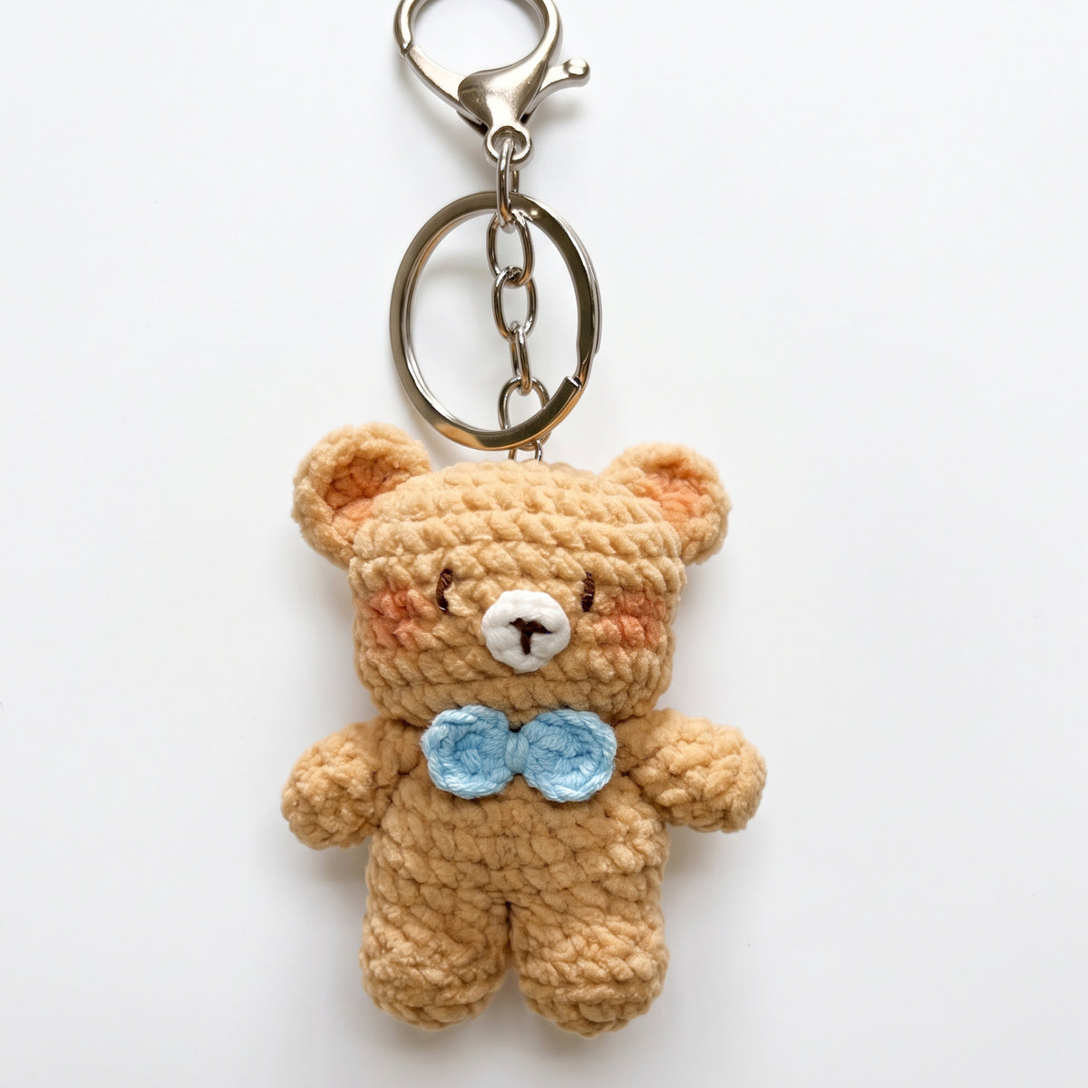 Handmade Crochet Keychain - Textured Fabric Bag Accessory for Keys & Backpacks, Functional Daily Organizer(BB-bear)